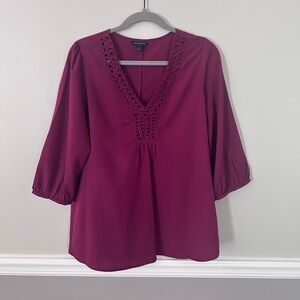 Banana Republic Magenta Cuffed Sleeve Blouse